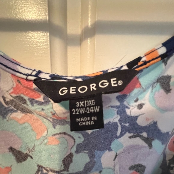 GEORGE Multi-colored floral top in turquoise, Size 3X - Picture 3 of 5